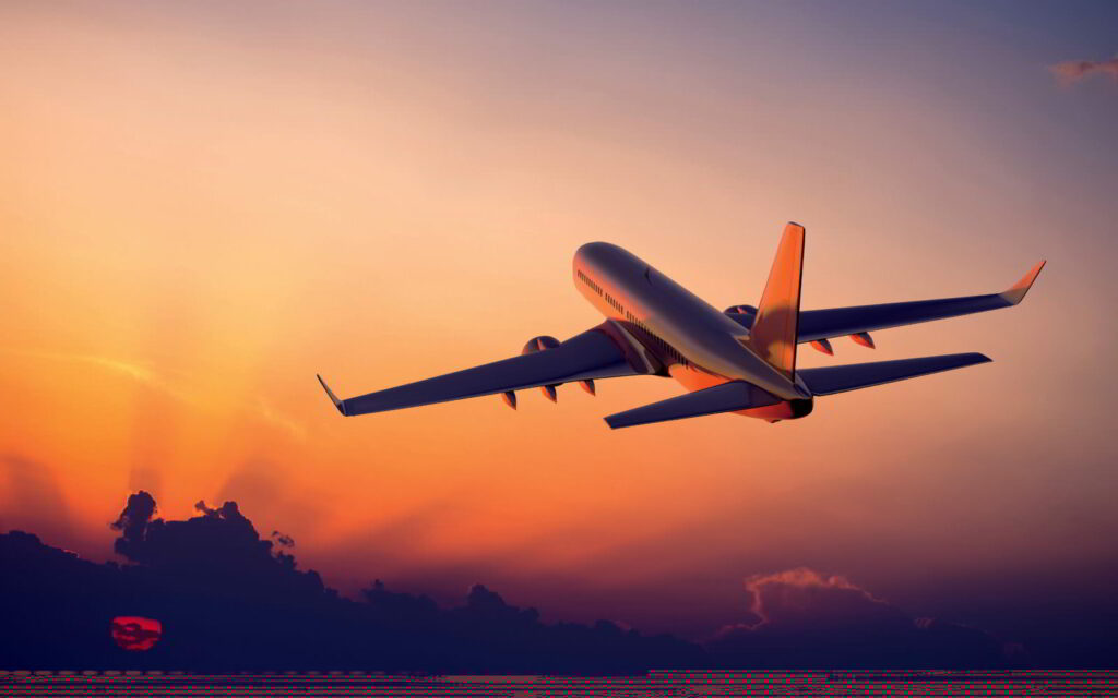 image airplane flight sunset