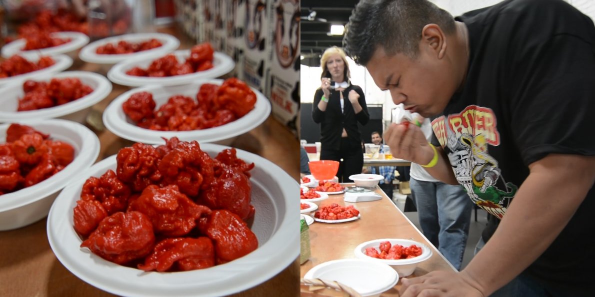 image picante a man ate two full bowls of the hottest peppers in the world and broke a guinness world record