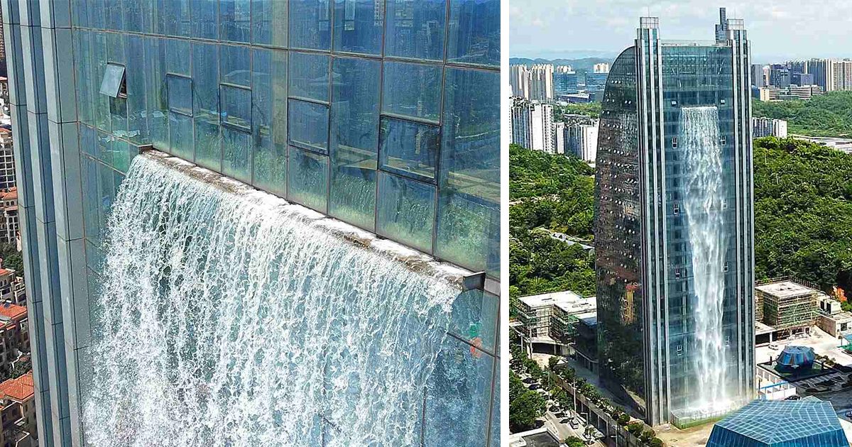 image Atlanta United stadium massive artificial waterfall skyscraper china guiyang fb