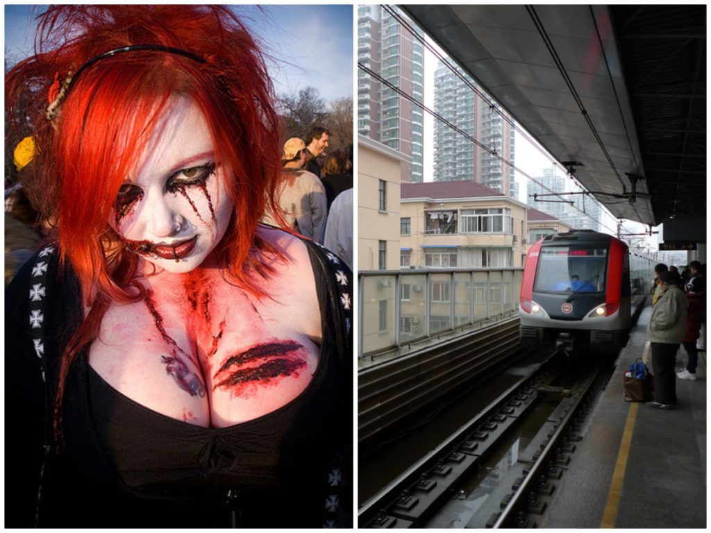 Góticos salieron a protestar después de que obligara a una mujer a quitarse el maquillaje que tenía para poder viajar image chinametro