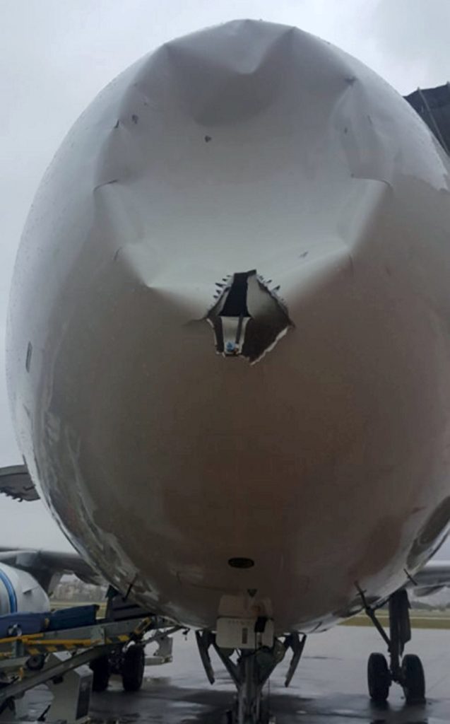 image Kuwait Airways airbus damaged by hailstones