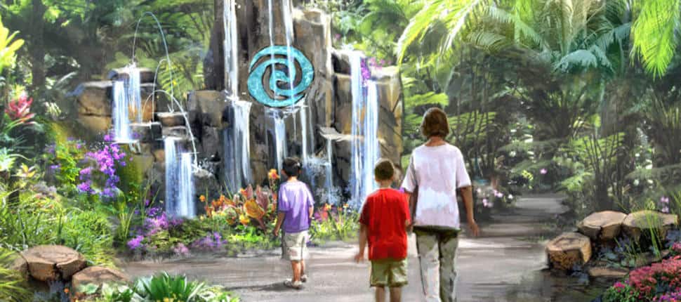 Journey of Water, Inspired by “Moana” at Epcot will be the first attraction inspired by the hit Walt Disney Animation Studios film. This lush exploration trail will invite guests to meet and play with magical, living water. (Disney)