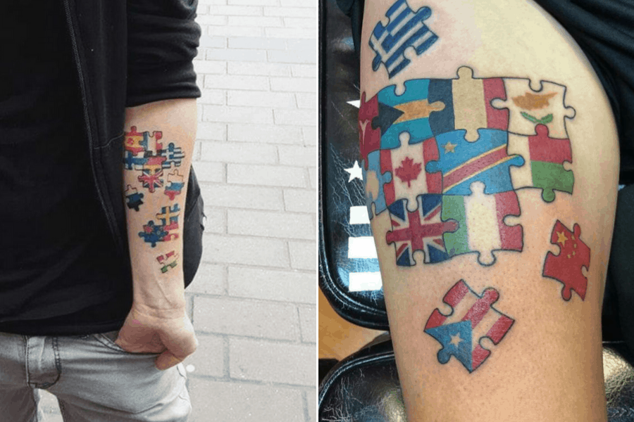 Tatuajes viajeros con banderas de países