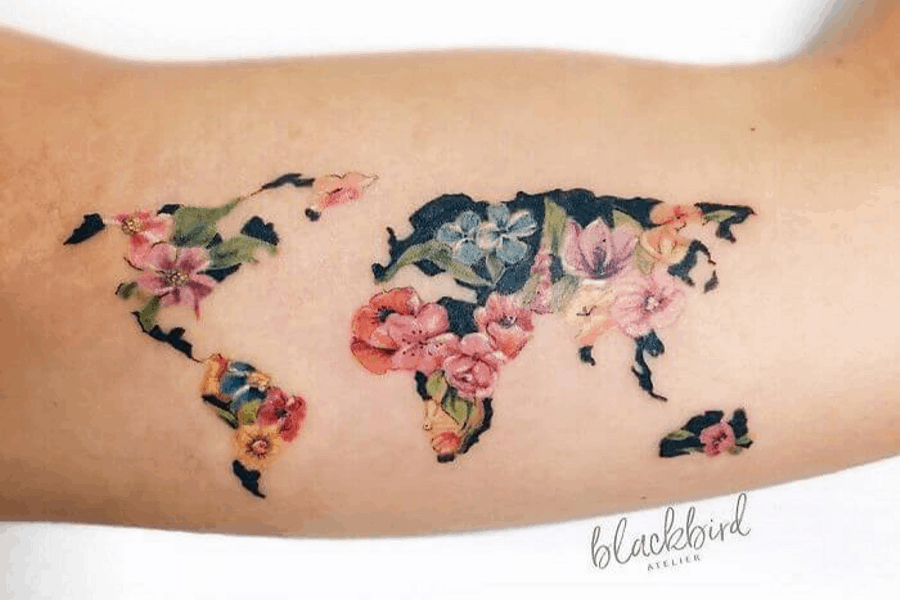 Tatuajes con mapas viajeros