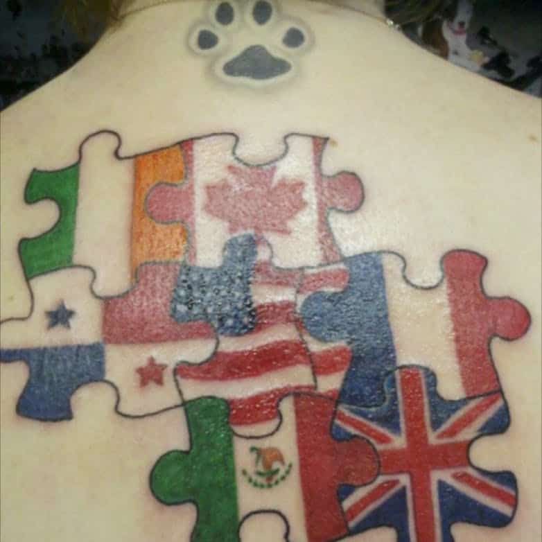 Tatuajes viajeros con banderas de países