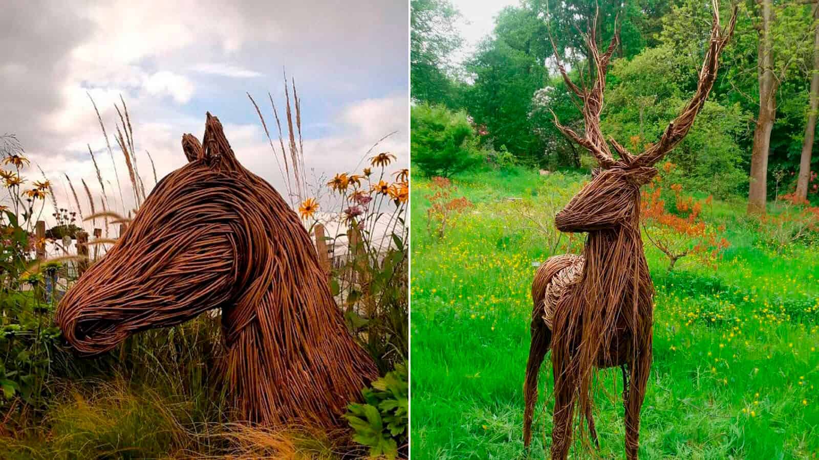 Artista británica decora bosques con perfectas esculturas creadas con ramas de sauce