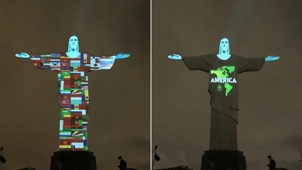 El Cristo Redentor de Río de Janeiro se iluminó de las 166 banderas de países afectados por coronavirus image El Cristo Redentor de Río de Janeiro se iluminó de banderas de países afectados por el coronavirus 2 3 2