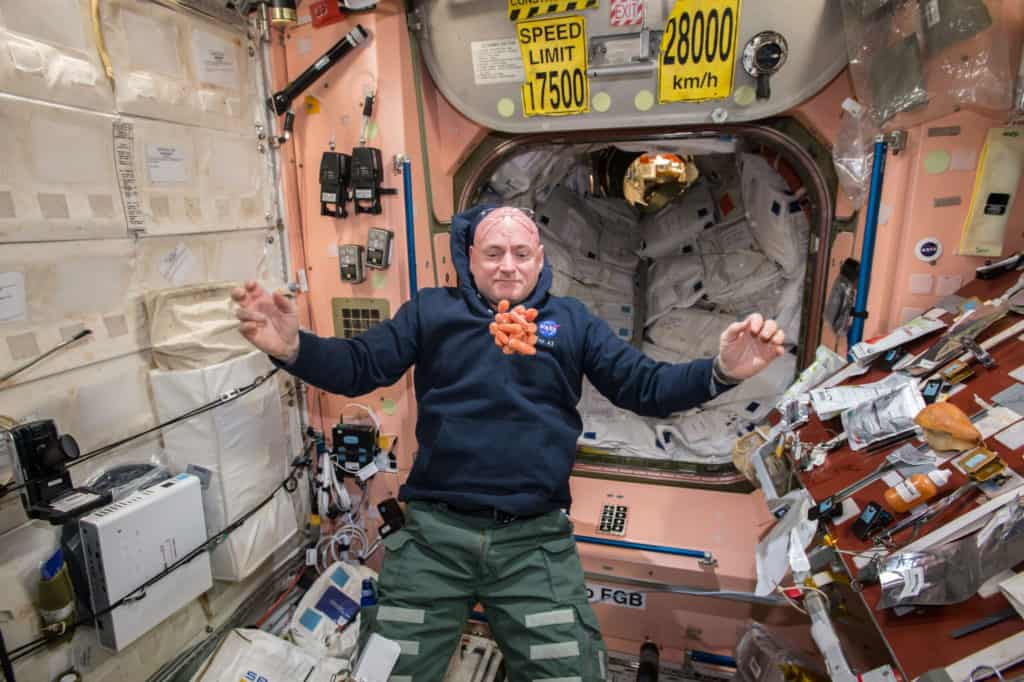 image ISS 43 Scott Kelly watches a bunch of fresh carrots scaled 1