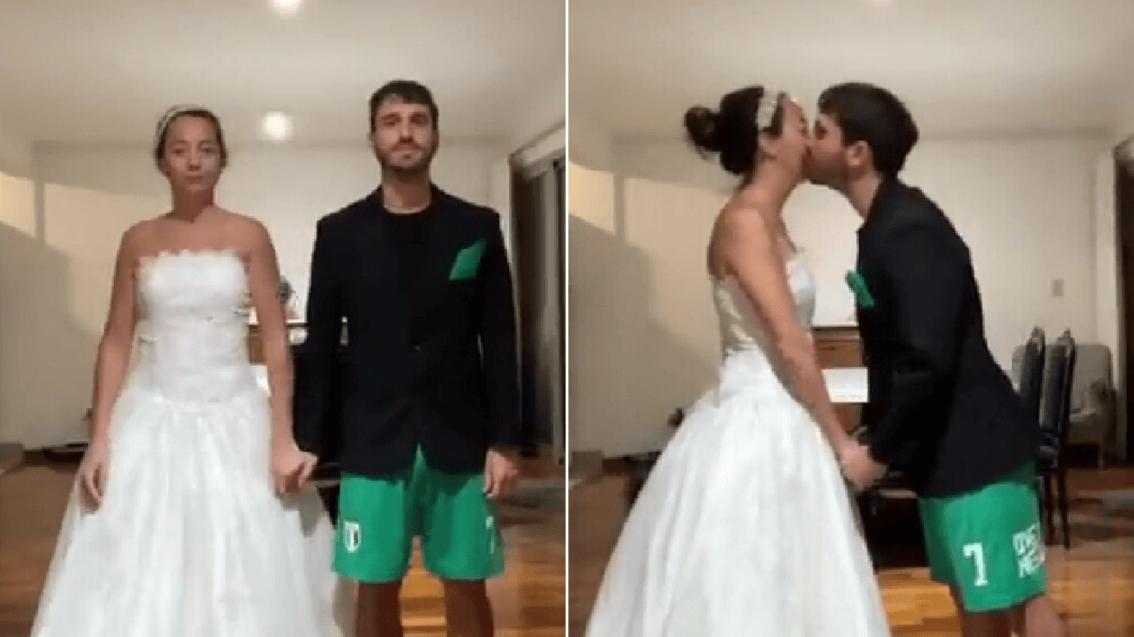 Viral Una pareja celebró su matrimonio en su departamento a pesar de que se cancelara su festejo por el coronavirus