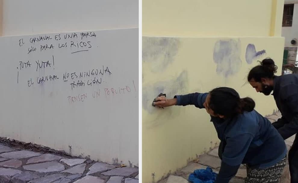 guacamayo Turistas escribieron la pared de una escuela en Purmamarca y tuvieron que limpiarla y pintarla image guacamayo purmamarca