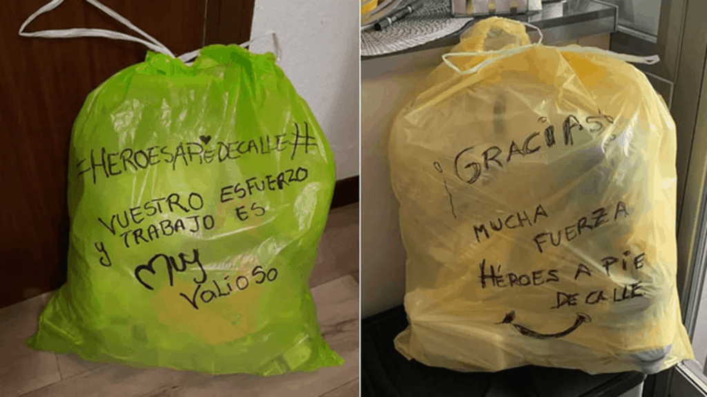 image España Lanzan una campaña para dejar mensajes de agradecimiento en las bolsas de residuos por la labor del personal de recolección durante la pandemia 3