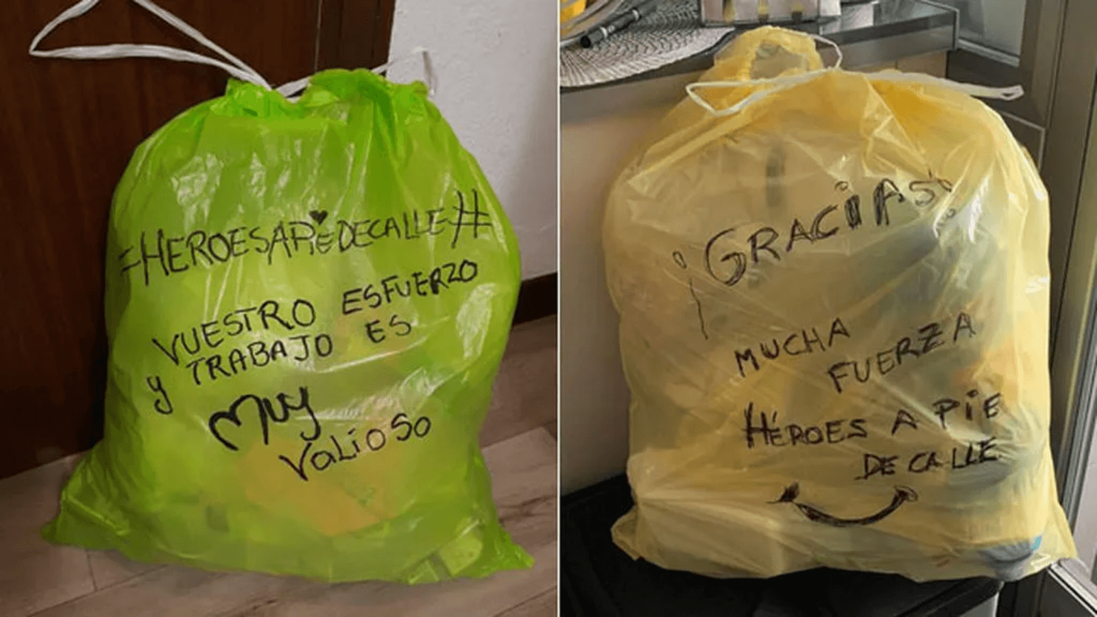 España Lanzan una campaña para dejar mensajes de agradecimiento en las bolsas de residuos por la labor del personal de recolección durante la pandemia 3