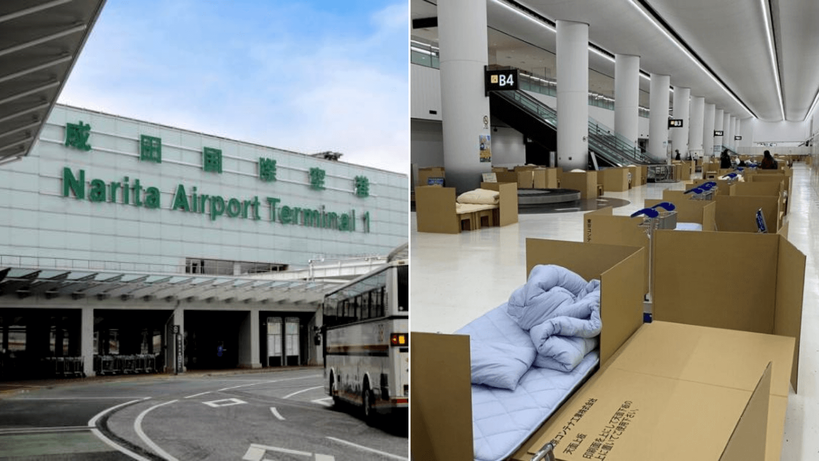 Japón El Aeropuerto Internacional de Narita se convirtió en un hotel de cartón para hospedar a extranjeros varados 4