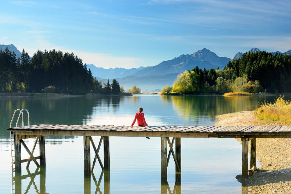 Europe, Germany, Baviera - Typical bavarian landscape with German Alps in the background.