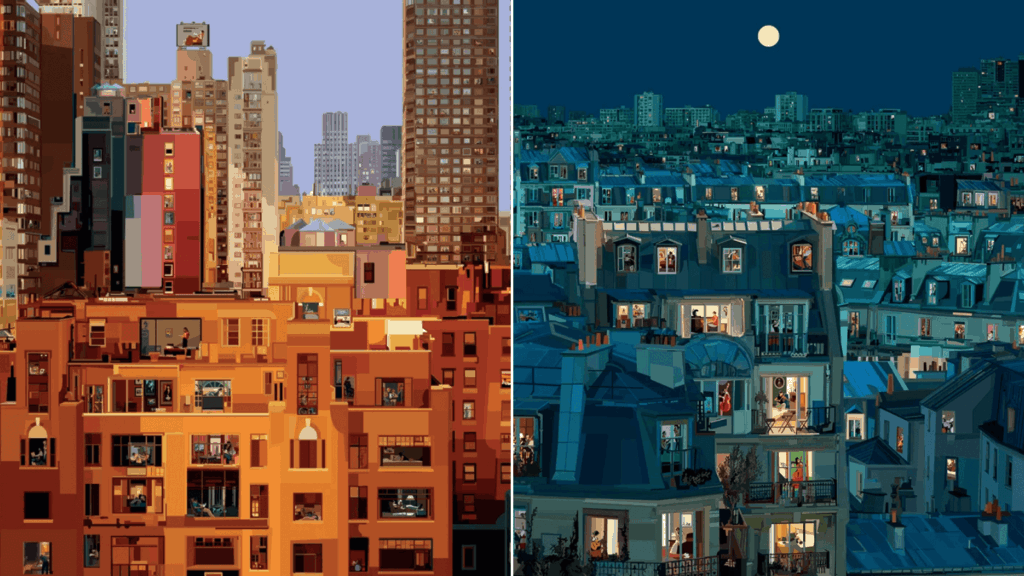 image Artista italiano ilustra cómo los habitantes de diferentes ciudades del mundo pasan la cuarentena 7