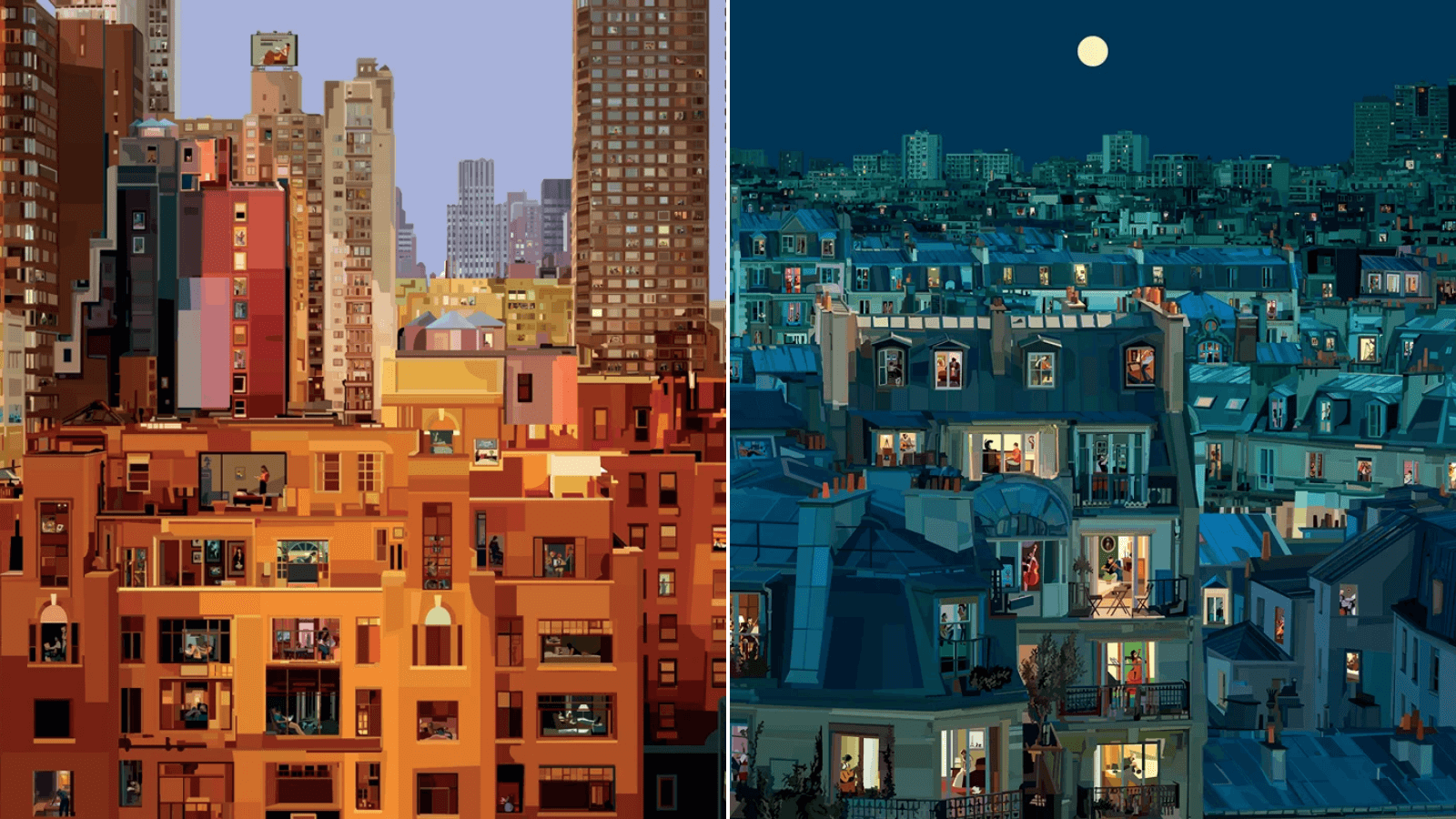 Artista italiano ilustra cómo los habitantes de diferentes ciudades del mundo pasan la cuarentena 7