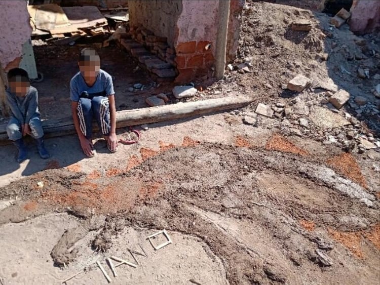 Creó un dinosaurio con arena, barro y ladrillos luego de que la maestra pidiera que hicieran una obra con lo que tengan en casa 1