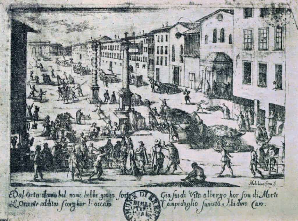 Una Venecia desierta contempla un futuro sin hordas de turistas después de Covid-19 image Melchiorre Gherardini Piazza di S. Babila durante la peste del 1630