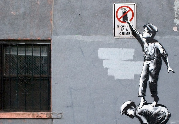 image lugares poco conocidos de Nueva York BanksyNYC Banksy Graffiti is a Crime Chinatown NYC.png