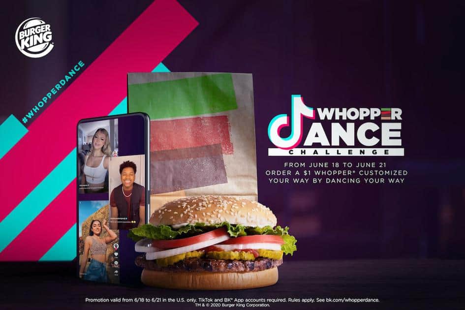 Burger King ofrecerá códigos promocionales de Whooper por $ 1 a aquellas personas que publiquen un baile en TikTok