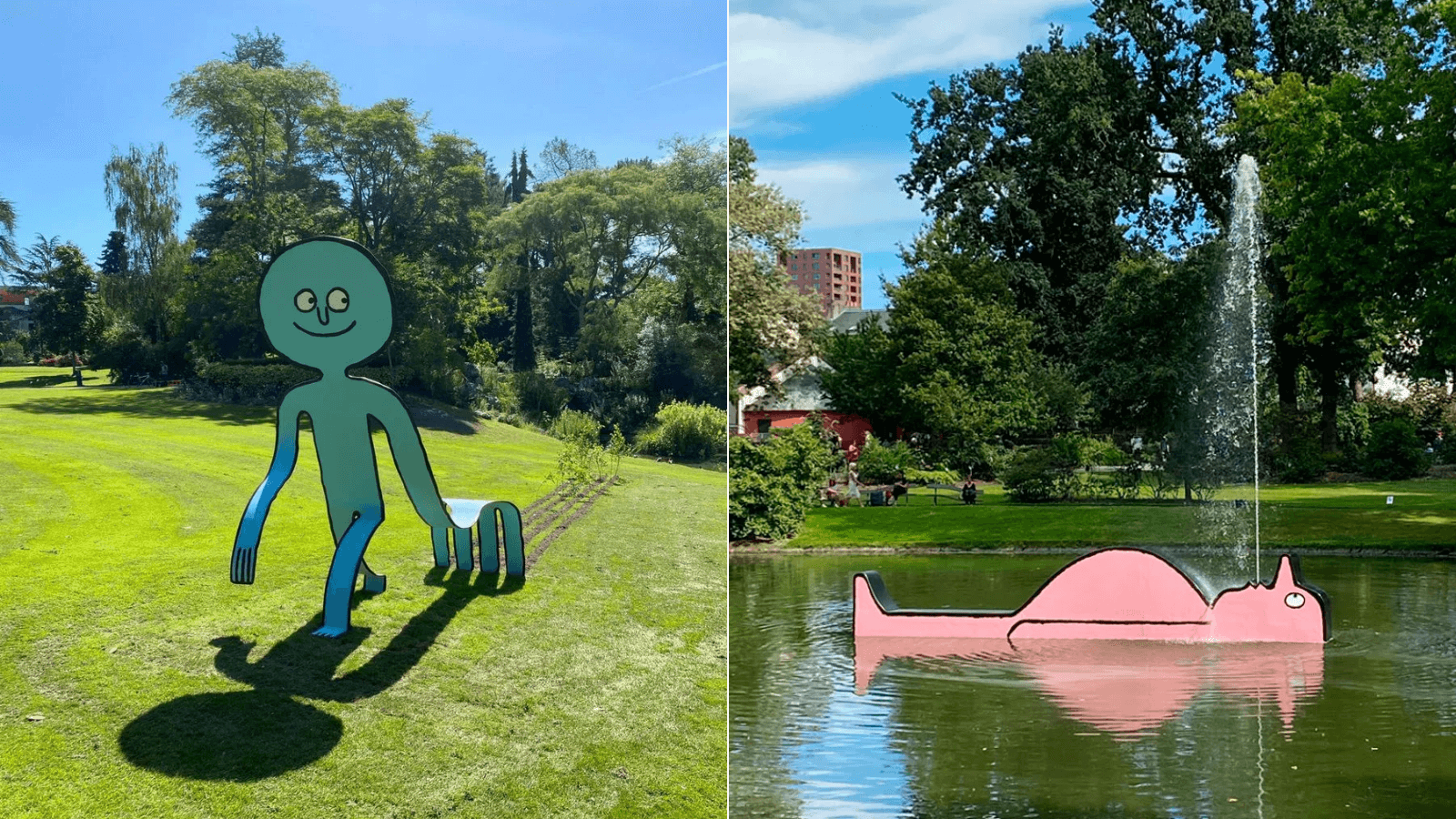 Nuevas y simpáticas esculturas 2D adornan Le Jardin des Plantes en Nantes, Francia 1