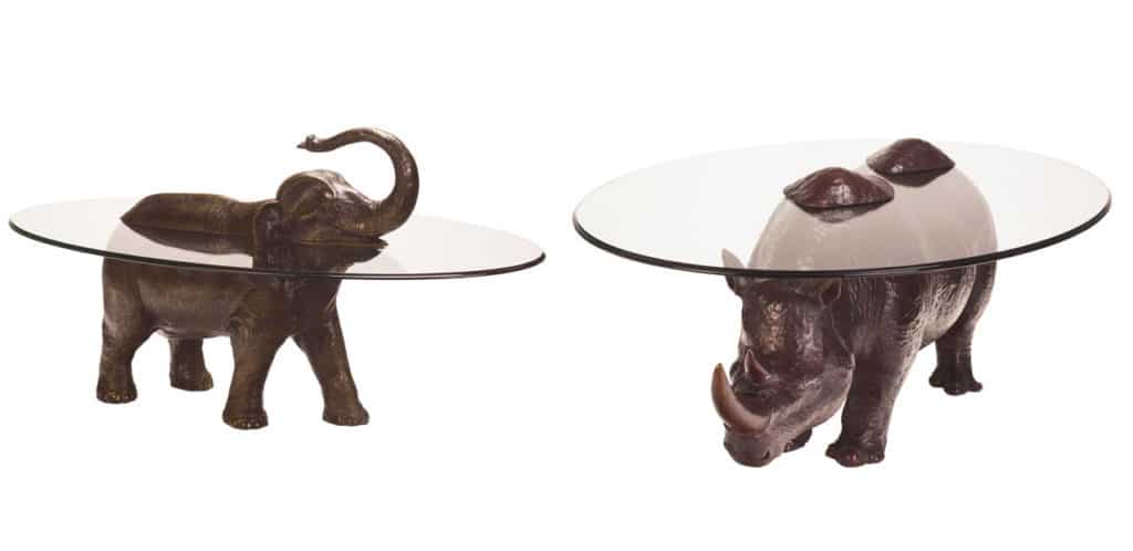 image diseño de mesa animales glass hippo table 3163