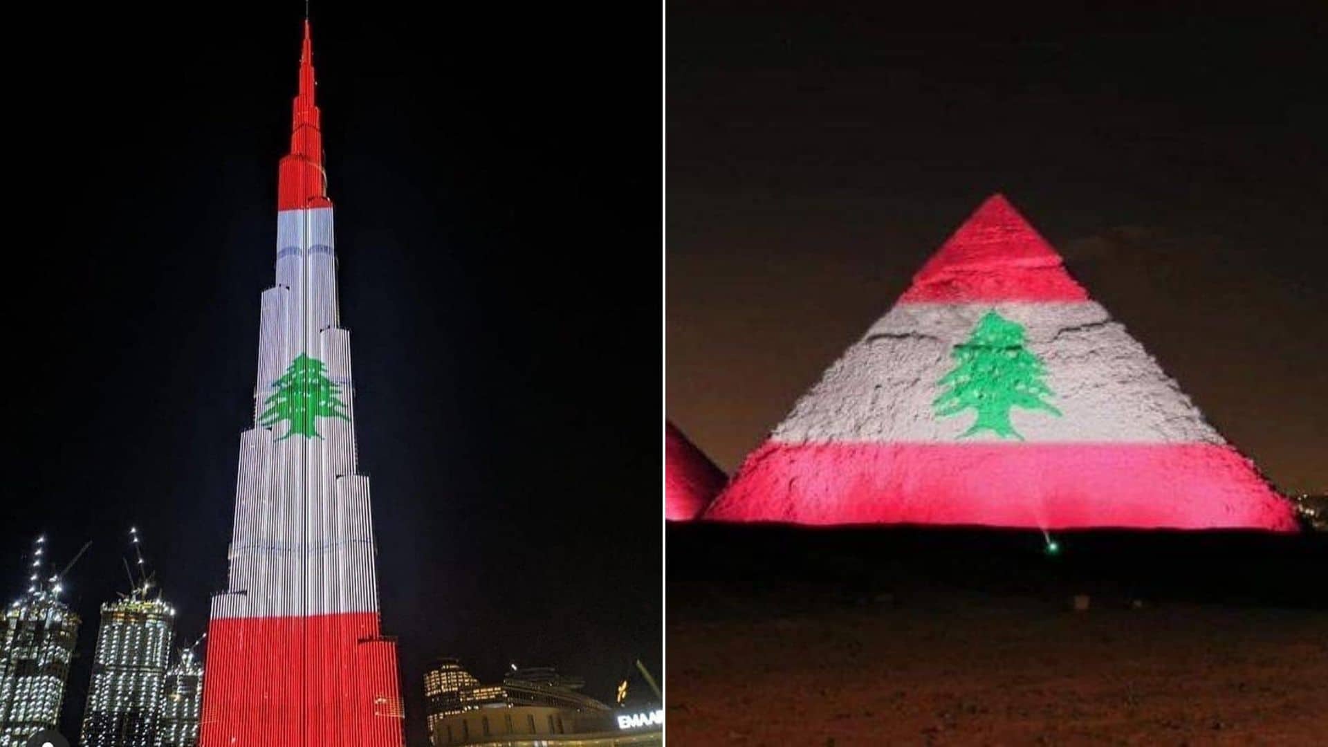 El mundo rindió homenaje a las víctimas de Beirut proyectando los colores del Líbano en sus edificios y monumentos más destacados 1