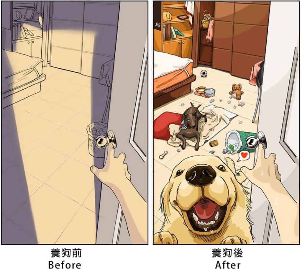 image tener una mascota Estas ilustraciones creadas por un artista taiwanes revelan como es la vida antes y despues de tener una mascota 1