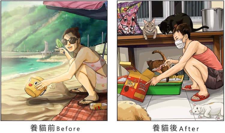 image tener una mascota Estas ilustraciones creadas por un artista taiwanes revelan como es la vida antes y despues de tener una mascota 12