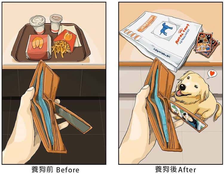 image tener una mascota Estas ilustraciones creadas por un artista taiwanes revelan como es la vida antes y despues de tener una mascota 4