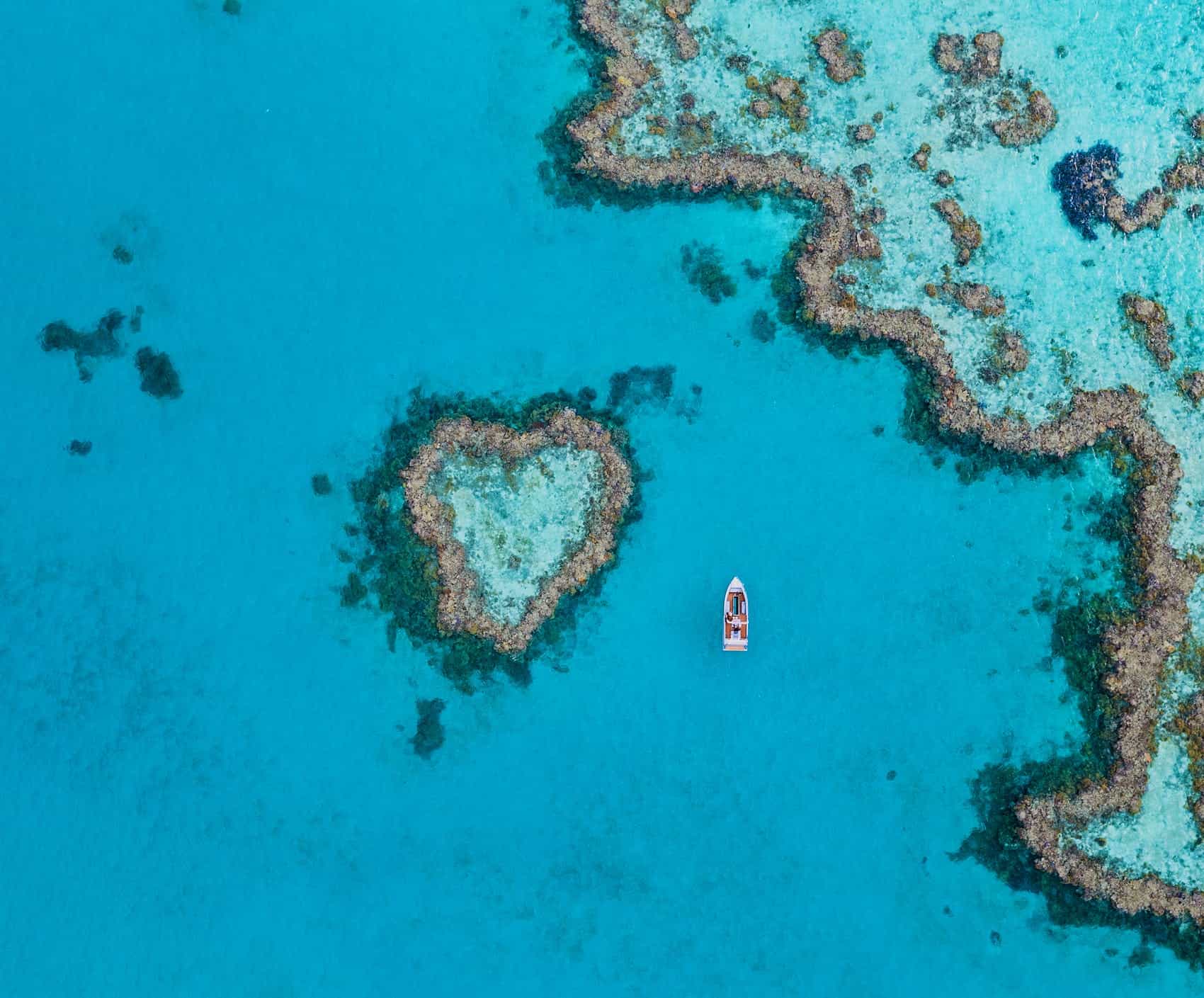 Finalmente se puede visitar este arrecife con forma de corazón en la Gran Barrera de Coral, Australia