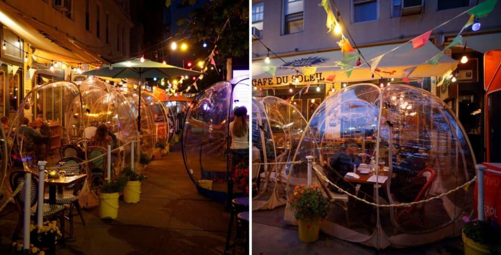 esquí Este restaurante de Nueva York incorporó domos geodésicos para mantener la distancia social Este restaurante de Nueva York incorporó domos geodésicos para mantener la distancia social