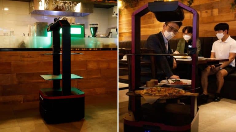 Este restaurante de Seúl, Corea del Sur, tiene un robot que lleva los pedidos de los clientes a la mesa