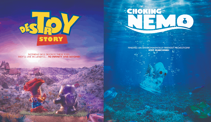 Esta campaña crea parodias de pósters de películas de Disney para denunciar sobre la contaminación de los juguetes plásticos 1