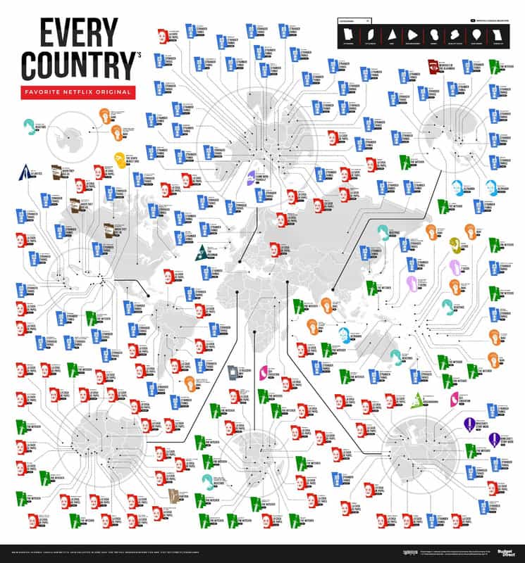 Este mapa muestra cuáles son las series de Netflix más populares en cada continente