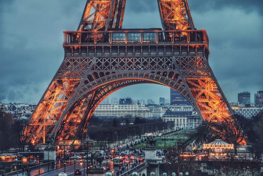 Eiffel tower during nighttime