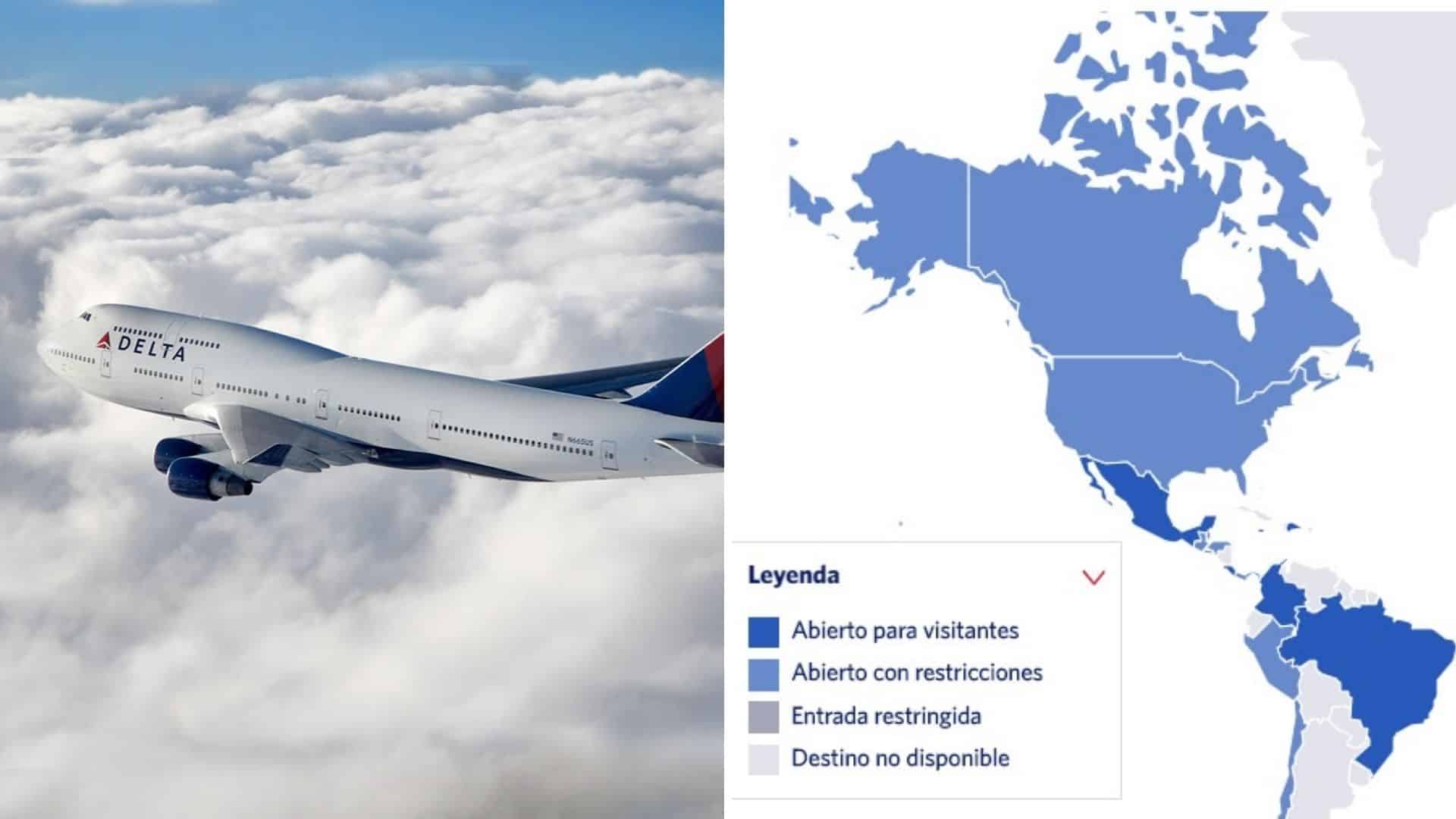 La aerolínea Delta diseñó un mapa interactivo que permite ver las restricciones por COVID-19 de los diferentes países