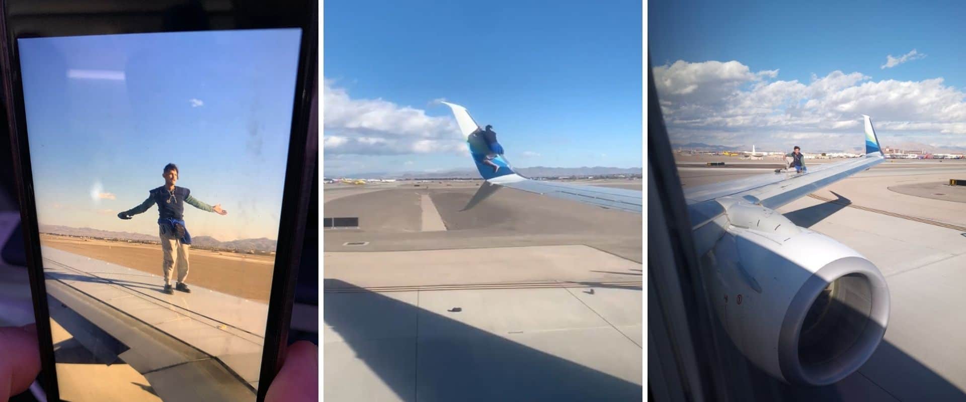 Un hombre fue arrestado por subirse al ala de un avión que estaba por despegar en Las Vegas, Estados Unidos