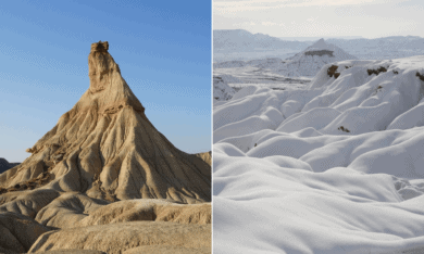 Fotógrafo capta imágenes inéditas de las Bardenas Reales de Navarra durante el temporal de nieve en España 1