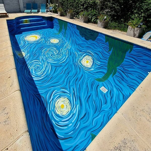 Dos artistas argentinas recrearon una piscina inspirada en Van Gogh: te permite nadar en el cielo de ‘La noche estrellada’ 