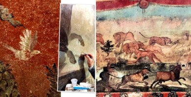 En Pompeya lograron restaurar un enorme fresco con paisajes egipcios que pertenecía a un magistrado romano