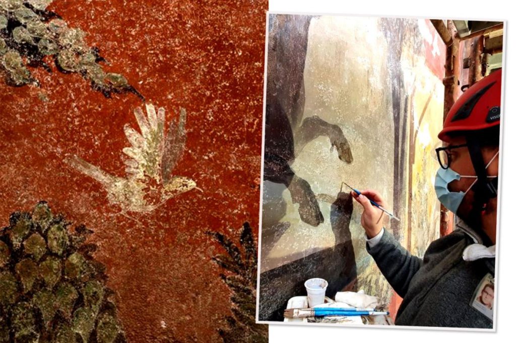 En Pompeya lograron restaurar un enorme fresco con paisajes egipcios