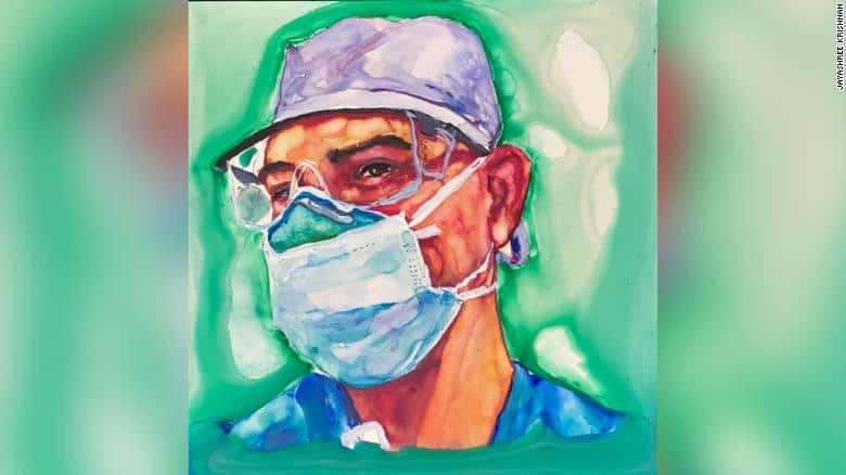 Una artista pintó más de 150 retratos de trabajadores de la salud durante la pandemia