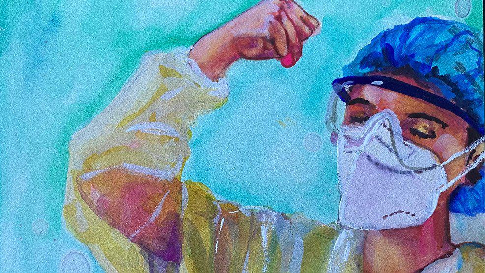 Una artista pintó más de 150 retratos de trabajadores de la salud durante la pandemia