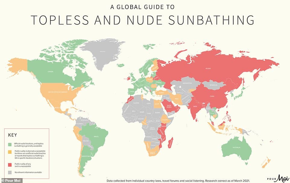sol en topless El mapa revela qué países puedes tomar sol en topless o desnudo sin meterte en problemas sol en topless