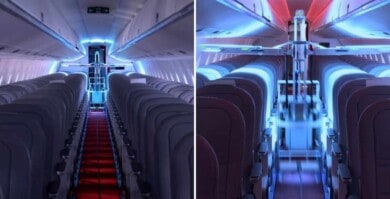 Crearon un robot que puede desinfectar un avión en pocos minutos utilizando luz ultravioleta