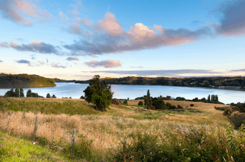 Vista de la Isla Chiloe en Chile. 