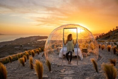 burbuja en Santorini