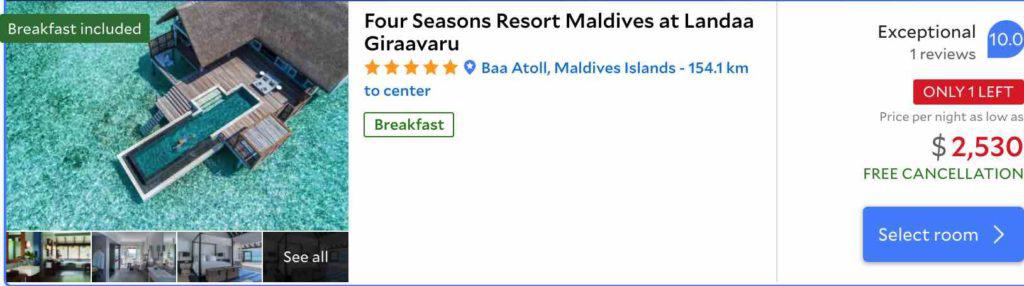 image precio four seasons maldivas