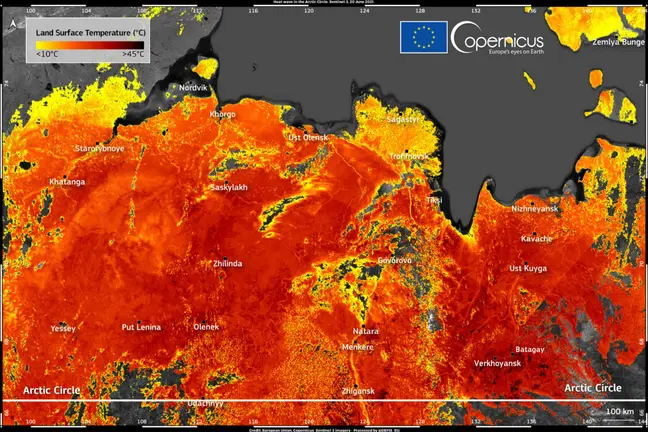 Imagen satelital del Círculo Ártico